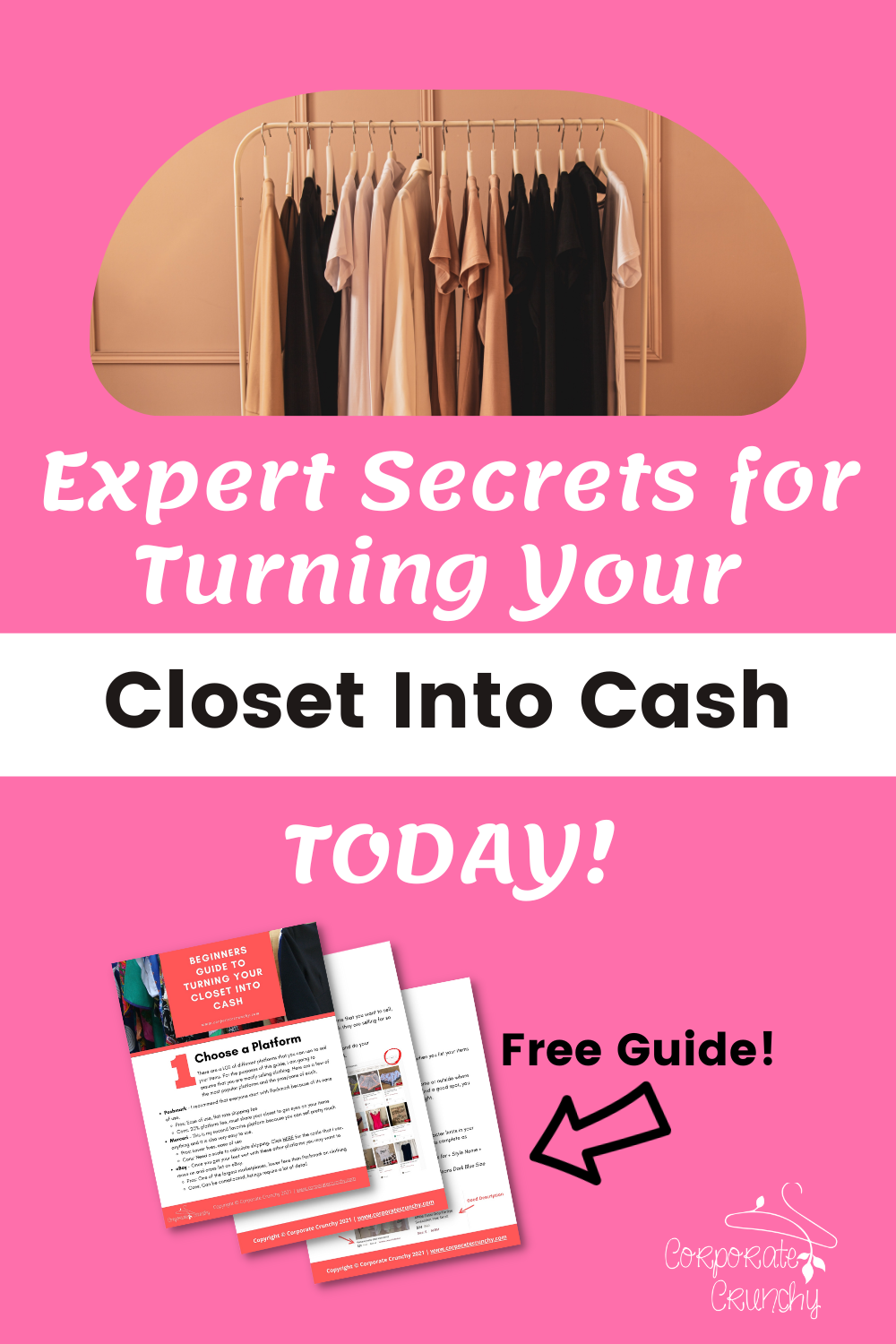 image of closet with text Expert secrets for turning your closet into cash